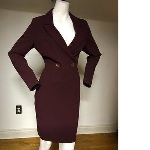 Le Chateau Cranberry Dark Wine Burgundy Red Blazer style Gala Office Dress NWT